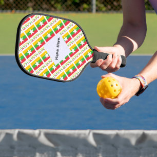 Burma Myanmar Burmese Flag Tiled Personalized Pickleball Paddle