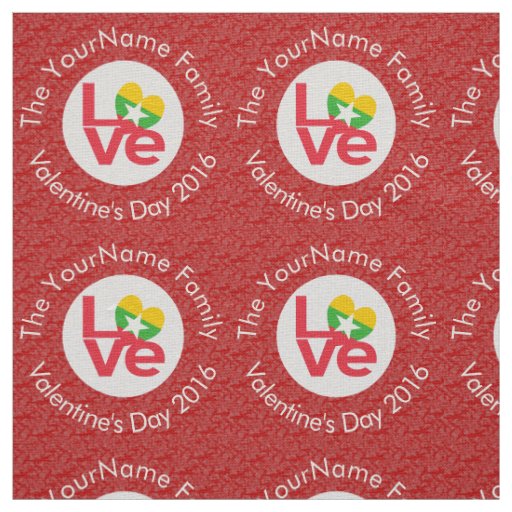 Burma Myanmar Flag Heart LOVE Red Personalize Text Fabric