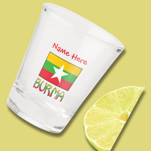 Burma Myanmar Flag Personalized  Shot Glass