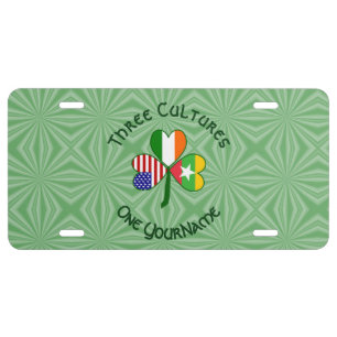 Burma Myanmar Irish USA Shamrock Flag Personalized License Plate