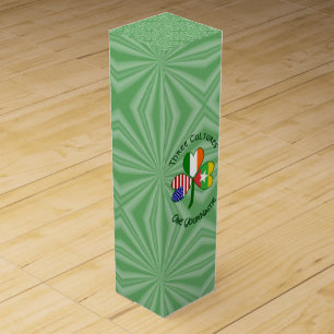 Burma Myanmar Irish USA Shamrock Flag Personalized Wine Box