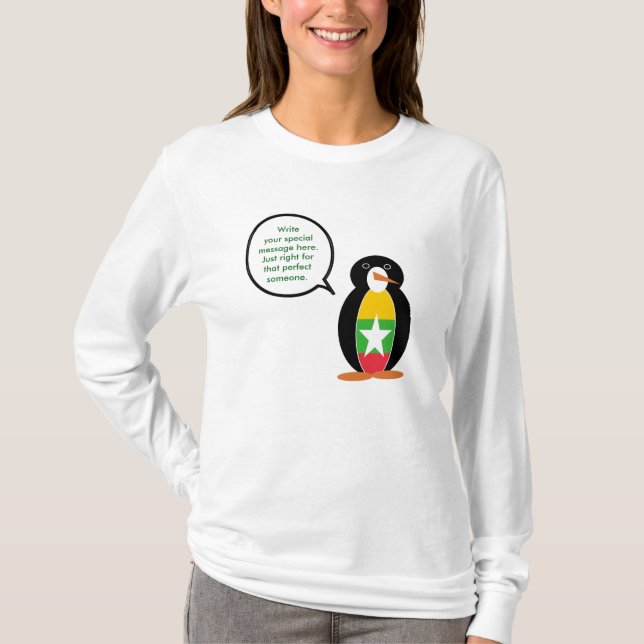 Burma Myanmar Talking Ms Penguin Personalized  T-Shirt (Front)