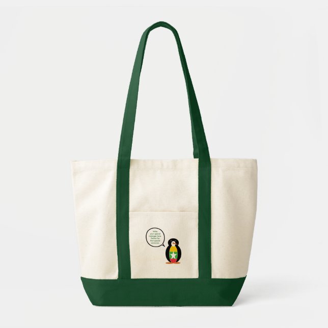 Burma Myanmar Talking Ms Penguin Personalized  Tote Bag (Front)