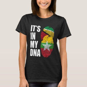 Burmese And Guyanese Mix DNA Flag Heritage T-Shirt