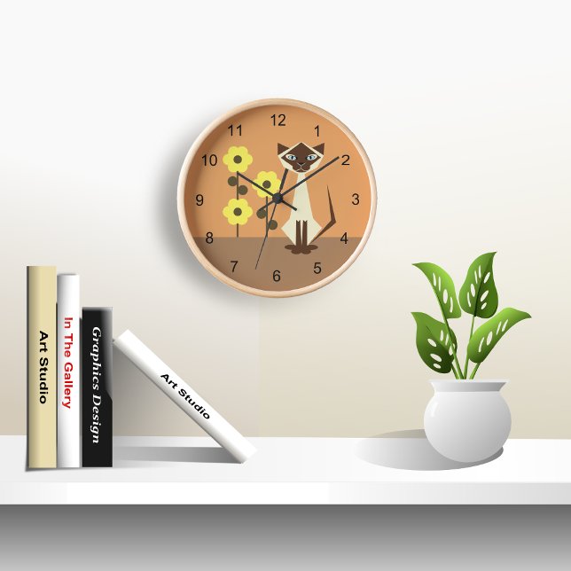 Burmese Cat and Flowers Clock (Creator Uploaded)