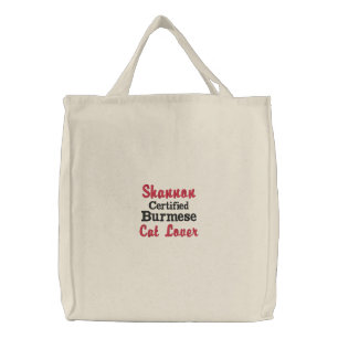 Burmese Cat Breed Custom Cat Lover's Embroidered Tote Bag