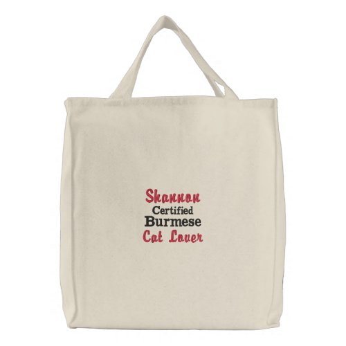 Burmese Cat Breed Custom Cat Lovers Embroidered Tote Bag