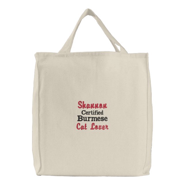 Burmese Cat Breed Custom Cat Lover's Embroidered Tote Bag (Front)