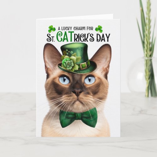 Burmese Cat Funny St CATricks Day Lucky Charm Holiday Card