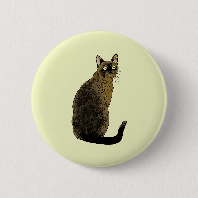 Burmese Cat Pinback Button (Front)