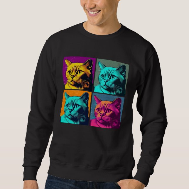 Burmese Cat Pop Illustration Colorful Animal Men   Sweatshirt (Front)