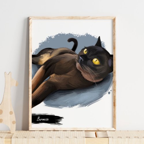 Burmese Cat Print  Cat Wall Print