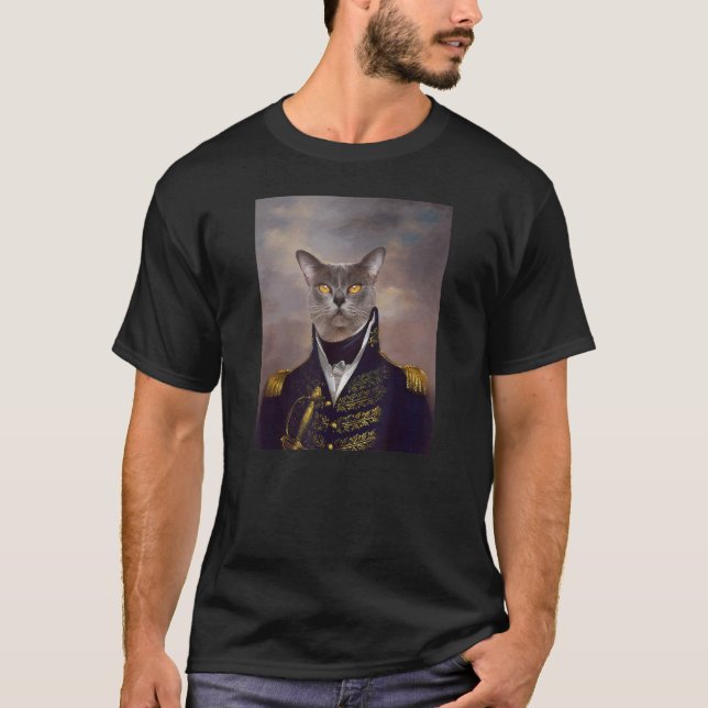 Burmese Cat Renaissance Pet Portrait Medieval Pain T-Shirt (Front)