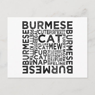 Burmese Cat Typography Postcard