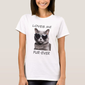 Burmese Grey Cat Heart Heart-Shaped Sunglasses T-Shirt