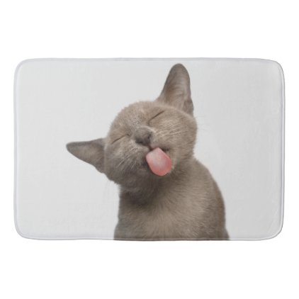 Burmese Kitten on White Background Bath Mat