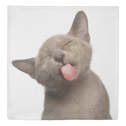 Burmese Kitten on White Background Duvet Cover