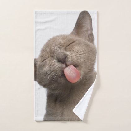 Burmese Kitten on White Background Hand Towel