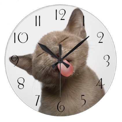 Burmese Kitten tongue lick Large Clock