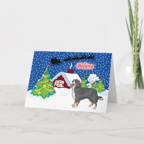 Burmese Mountain Dog Believe In Santa Christmas Holiday Card