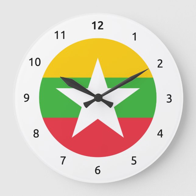 Burmese (Myanma) flag Wall Clocks (Front)