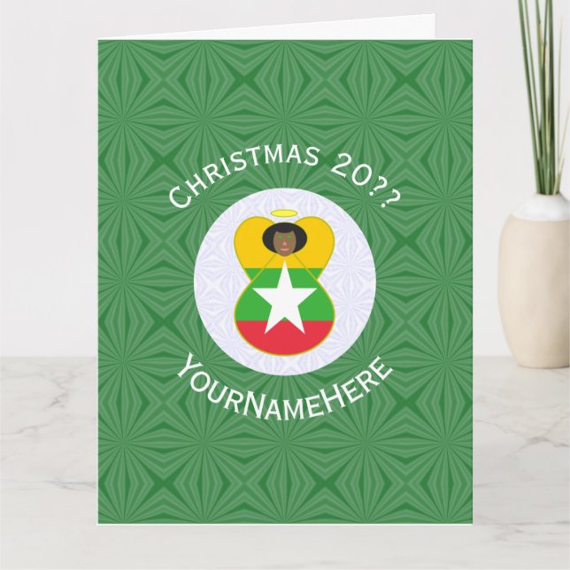 Burmese Myanmar Angel Christmas Flag Personalized  Card (Front)