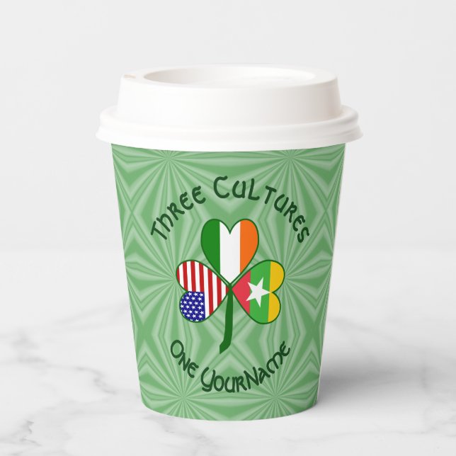 Burmese Myanmar Irish American Shamrock Text Paper Cups (Back)