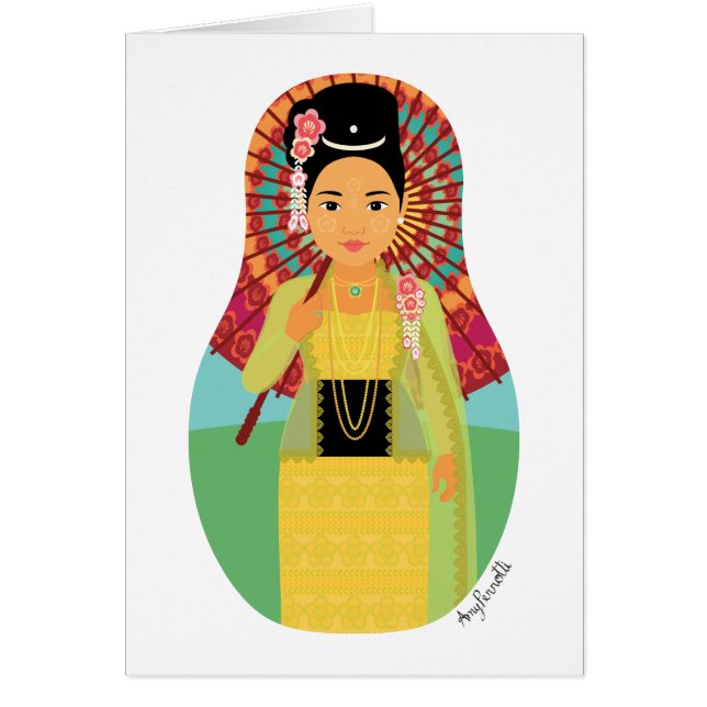 Burmese, Myanmar Matryoshka Card (Front)