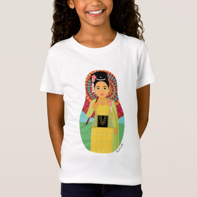 Burmese, Myanmar Matryoshka Girls' T-Shirt (Front)