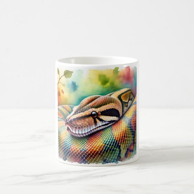 Burmese Python in Watercolor 140624AREF108 - Water Coffee Mug (Center)