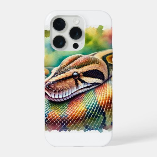 Burmese Python in Watercolor 140624AREF108 _ Water iPhone 15 Pro Case