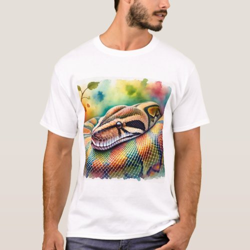 Burmese Python in Watercolor 140624AREF108 _ Water T_Shirt