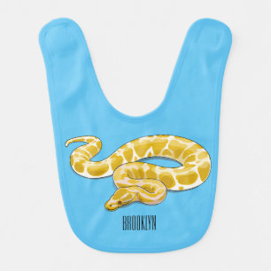 Burmese python snake cartoon illustration baby bib