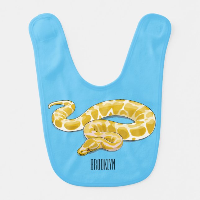 Burmese python snake cartoon illustration baby bib (Front)