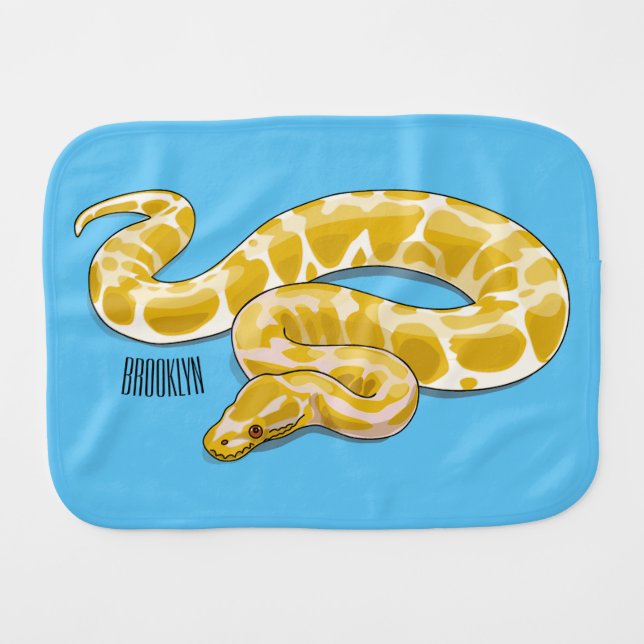 Burmese python snake cartoon illustration baby burp cloth (Front Horizontal)