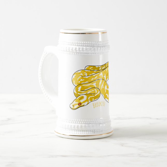 Burmese python snake cartoon illustration beer stein (Front Left)