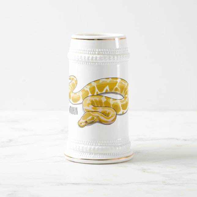 Burmese python snake cartoon illustration beer stein (Center)