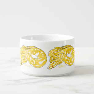 Burmese python snake cartoon illustration bowl