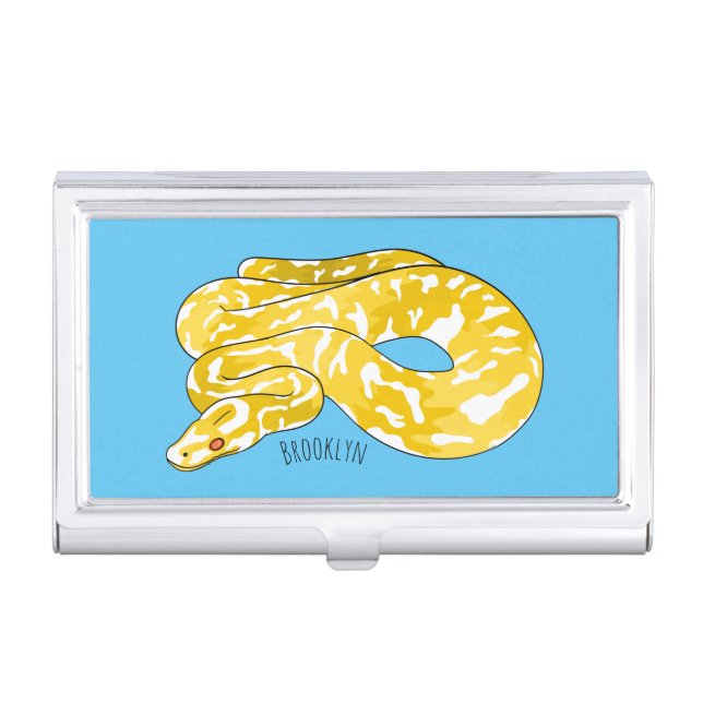 Burmese python snake cartoon illustration business card case (Front)