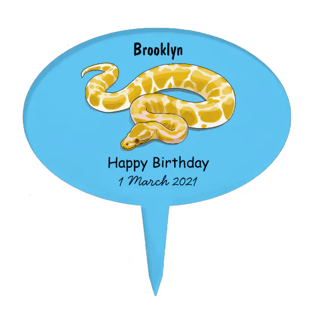 Burmese python snake cartoon illustration cake topper | Zazzle