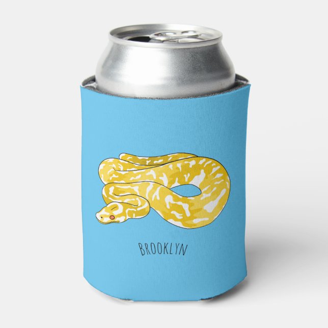 Burmese python snake cartoon illustration can cooler (Can Front)