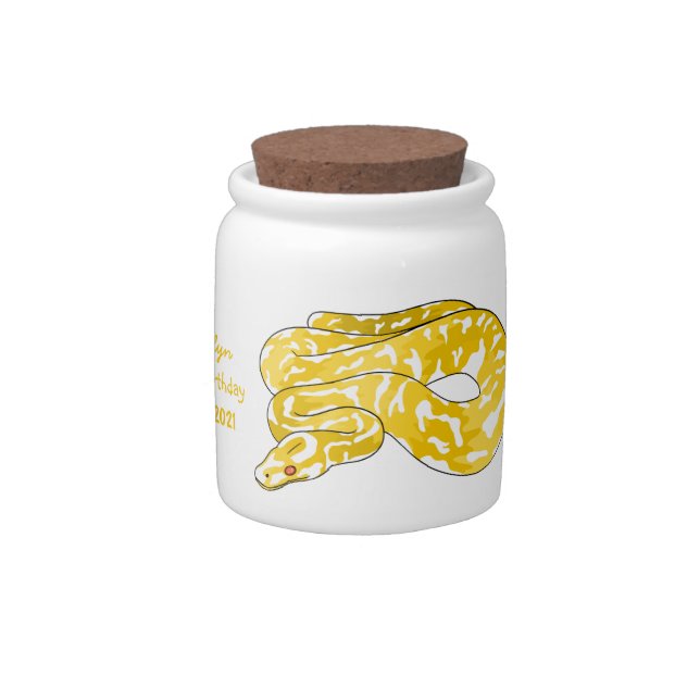 Burmese python snake cartoon illustration  candy jar (Right)