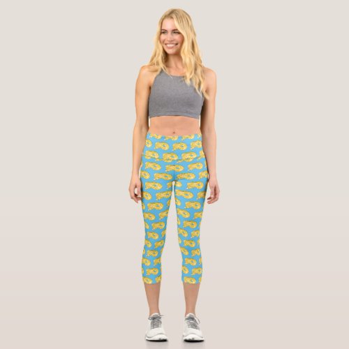 Burmese python snake cartoon illustration  capri leggings