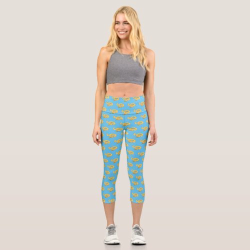 Burmese python snake cartoon illustration capri leggings