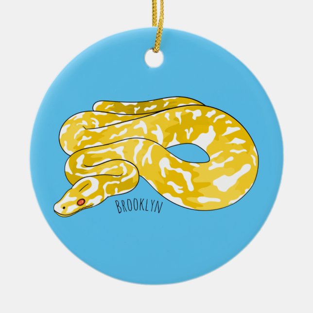 Burmese python snake cartoon illustration  ceramic ornament (Front)