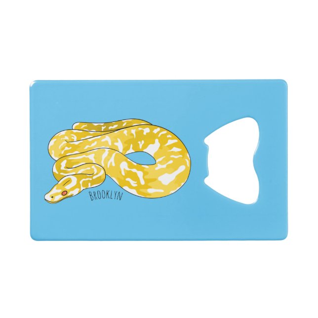 Burmese python snake cartoon illustration  credit card bottle opener (Front (Horizontal))