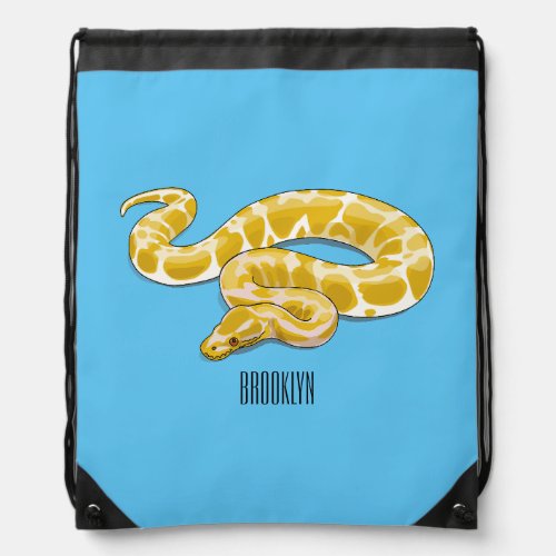 Burmese python snake cartoon illustration drawstring bag