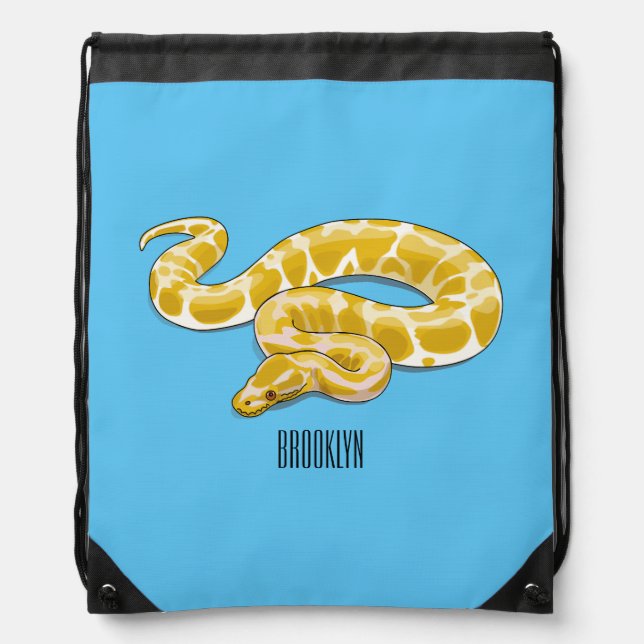 Burmese python snake cartoon illustration drawstring bag (Front)