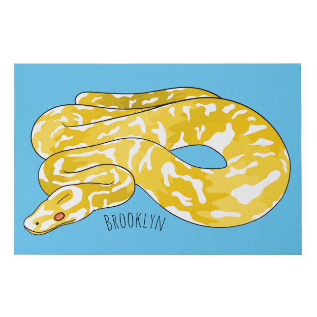 Burmese python snake cartoon illustration faux canvas print (Front)