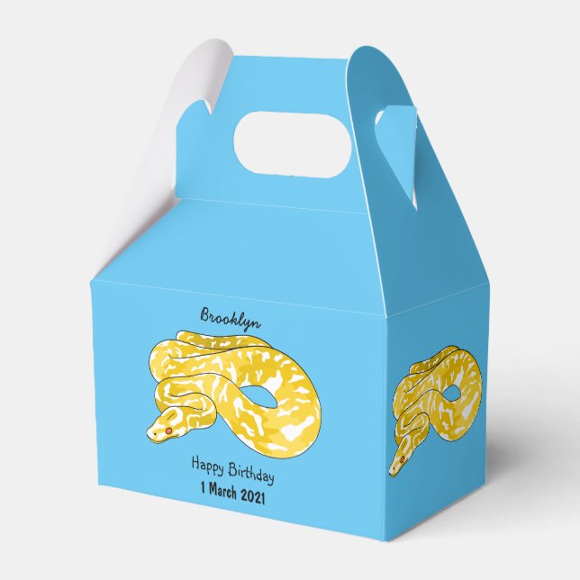 Burmese python snake cartoon illustration  favor boxes (Front Side)